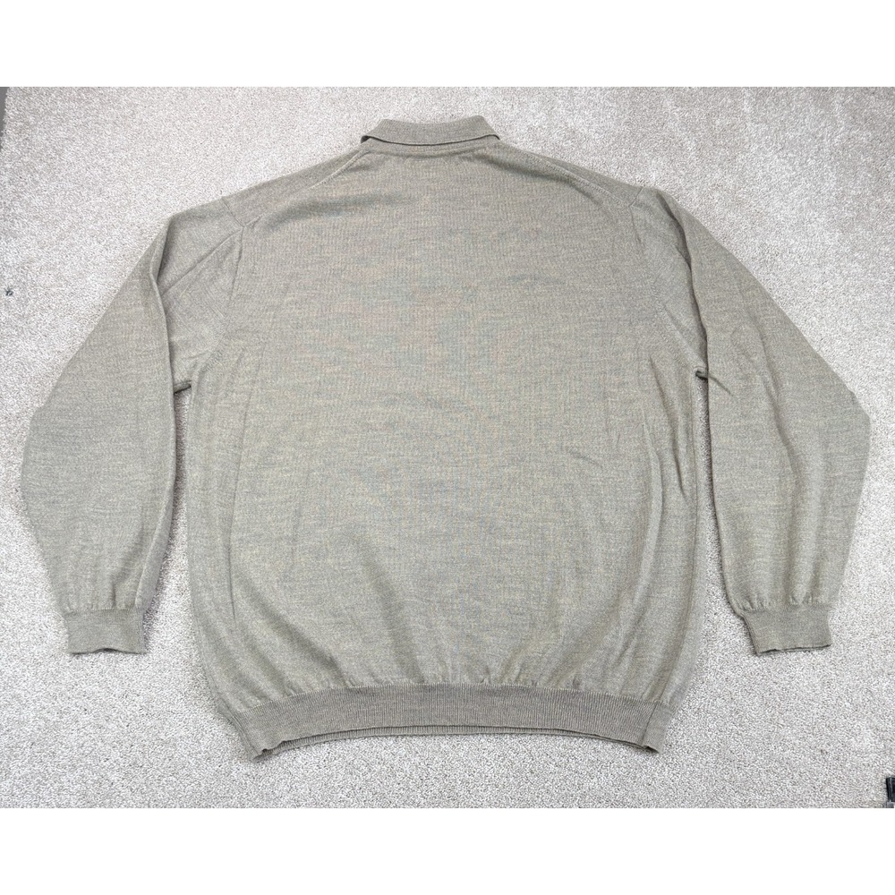 Pronto Uomo Sweater Men's XLT Heathered Tan 100% Merino Extra Fine Wool Italy - Picture 6 of 7